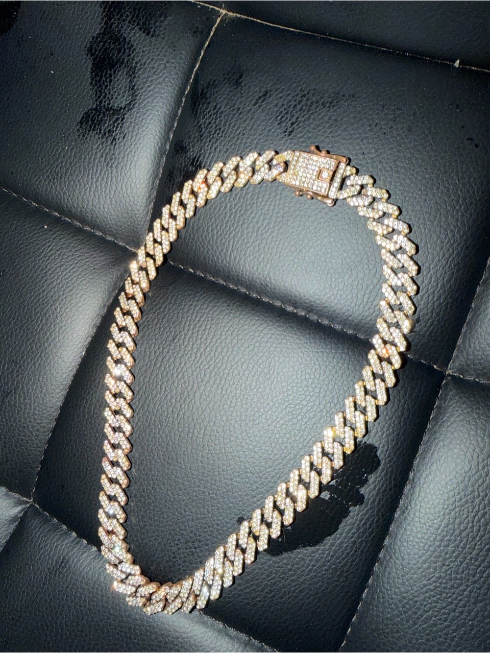Paved Cuban Link Necklace in Rose Gold Tone - Picture 2 of 3